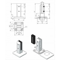 Стеклодержатель  литой квадратный 45×50×160 мм, AISI 316