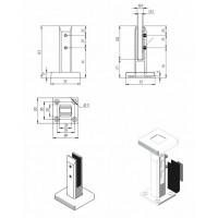 Стеклодержатель  литой квадратный 40×40×160 мм, AISI 316